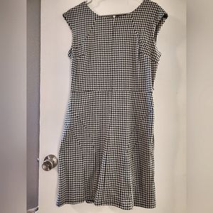 EUC Merona Target Fitted Flare Skirt Houndstooth Cap Sleeve Office Dress L